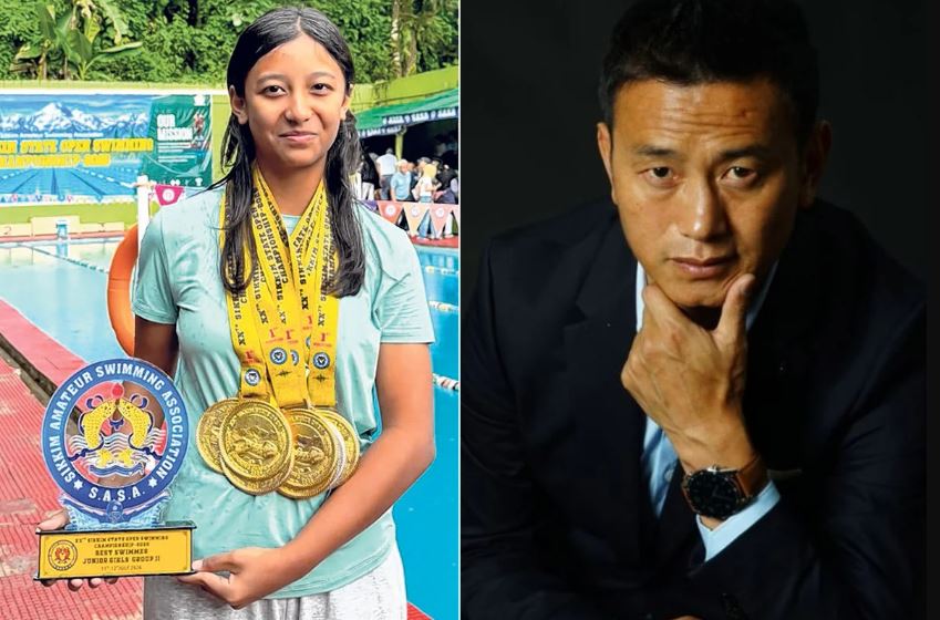তারকা বাইচুং ভুটিয়া এক যত্নবান পিতা! জাতীয় সুইমিং চ্যাম্পিয়নশিপে সিকিমের একমাত্র মেয়ে বাইচুং কন্যাই