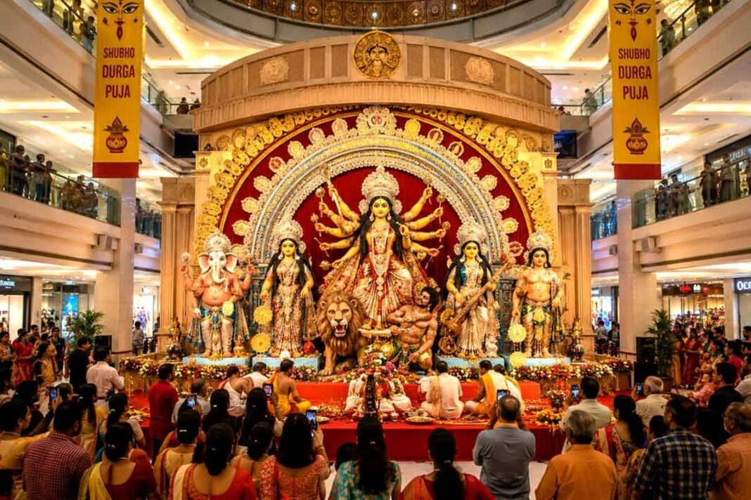 শপিং মলে উমা আরাধনা! প্রথমবার কলকাতার সাউথ সিটি মলের থিম ‘যাত্রা’ দুর্গাপুজো শপিং মলে উমা আরাধনা! প্রথমবার কলকাতার সাউথ সিটি মলের থিম ‘যাত্রা’ দুর্গাপুজো